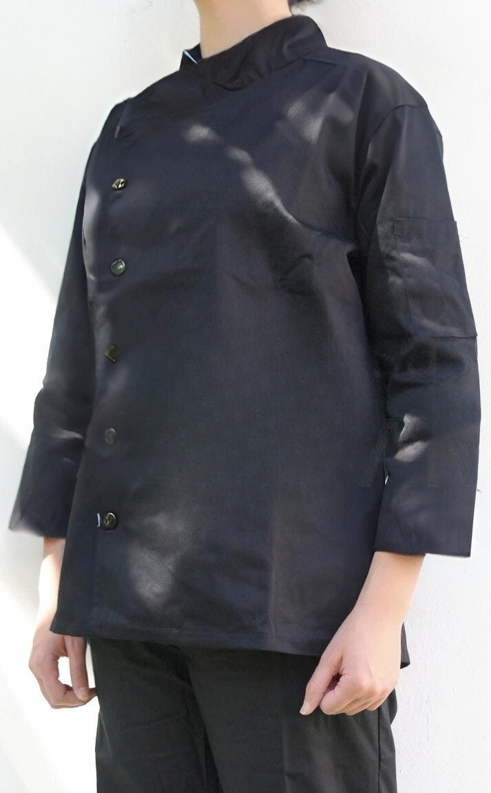 Chaqueta chef color negro tela gabardina- Teamgraff