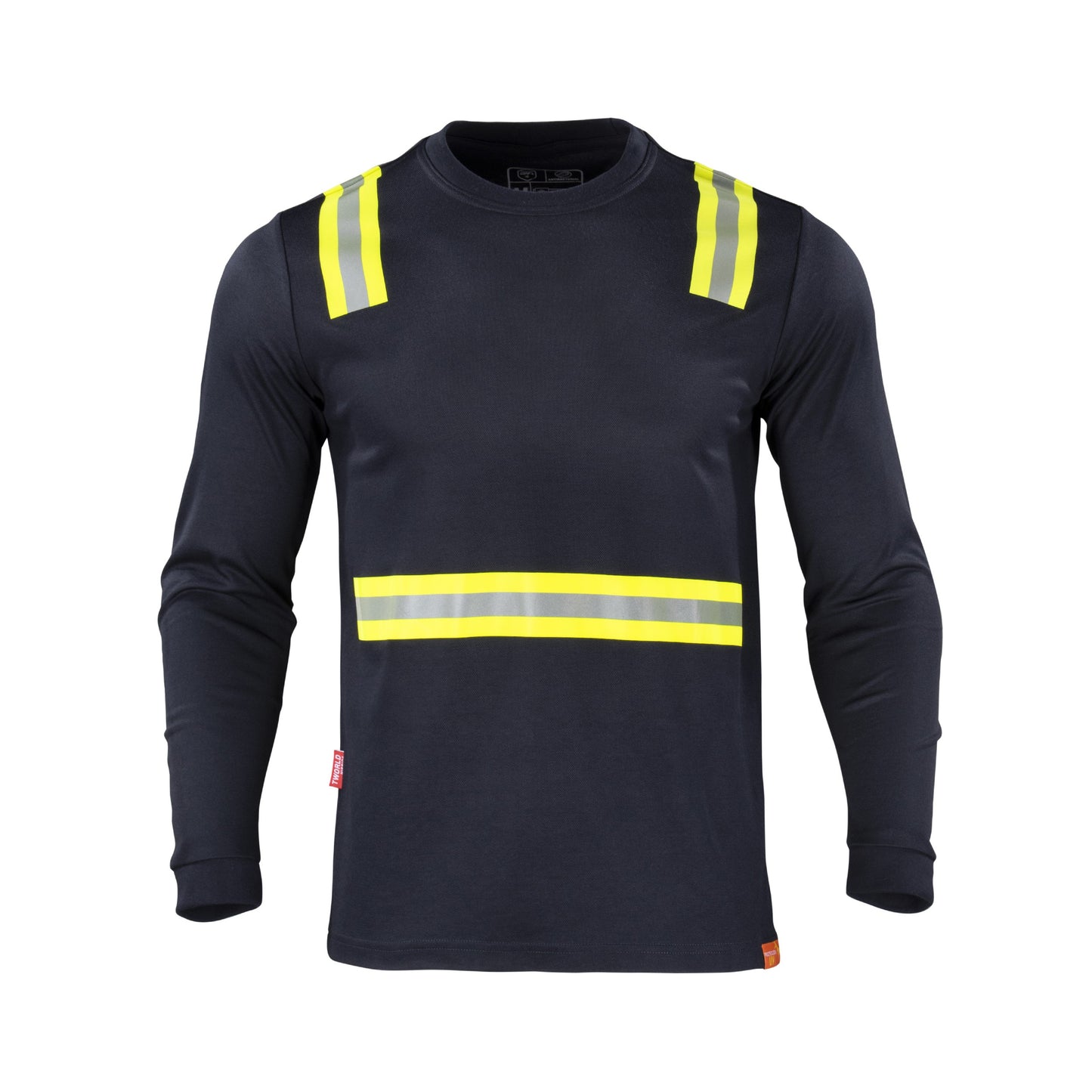 Polera gris de alta visibilidad de manga larga con cinta reflectante para uso diurno y nocturno, adecuada para seguridad en el trabajo