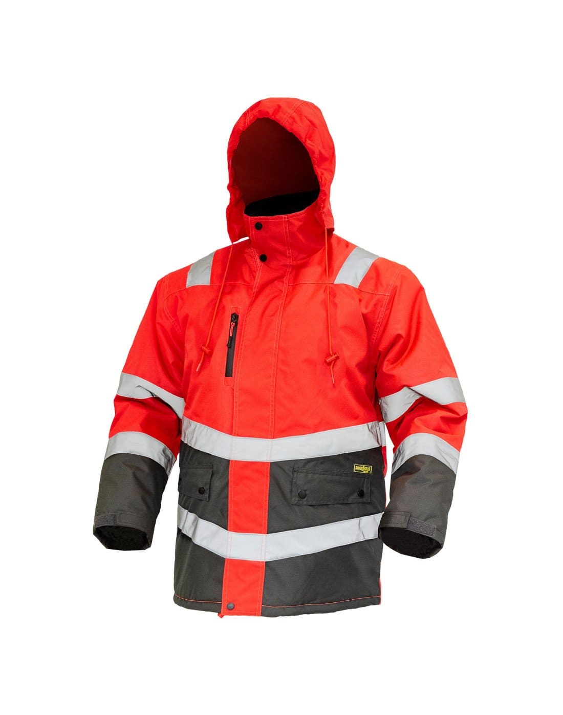 Parka térmica de alta visibilidad de manga larga para hombre de TEAMGRAFF, combina seguridad con confort térmico para el trabajo al aire libre