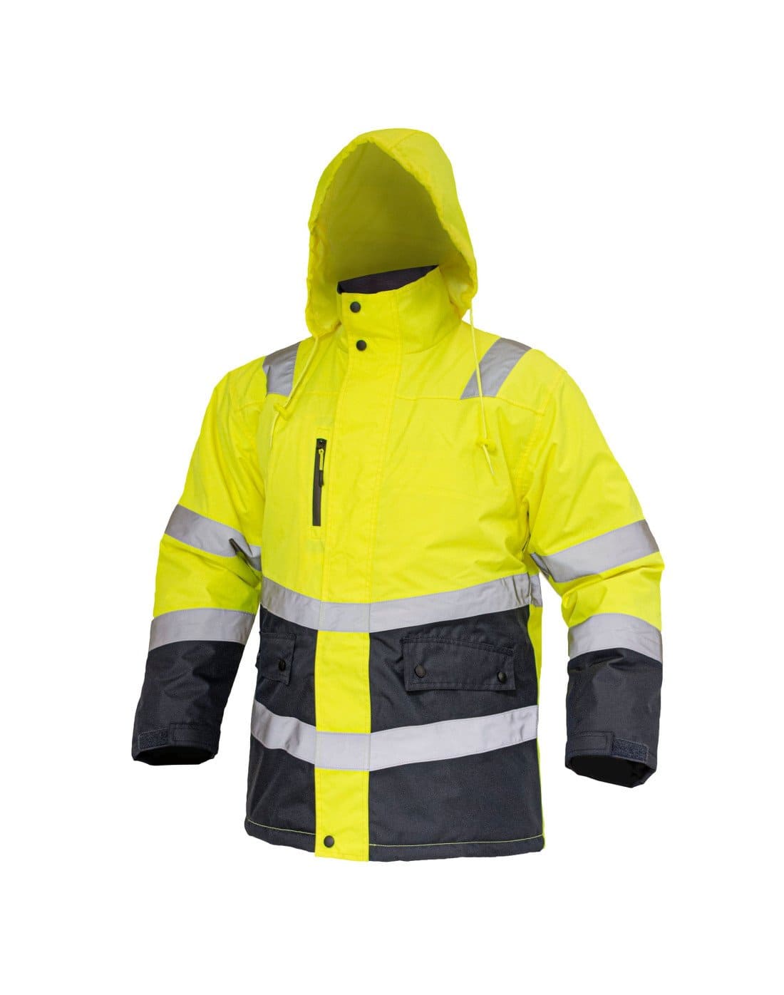 Parka térmica de alta visibilidad de manga larga para hombre de TEAMGRAFF, combina seguridad con confort térmico para el trabajo al aire libre