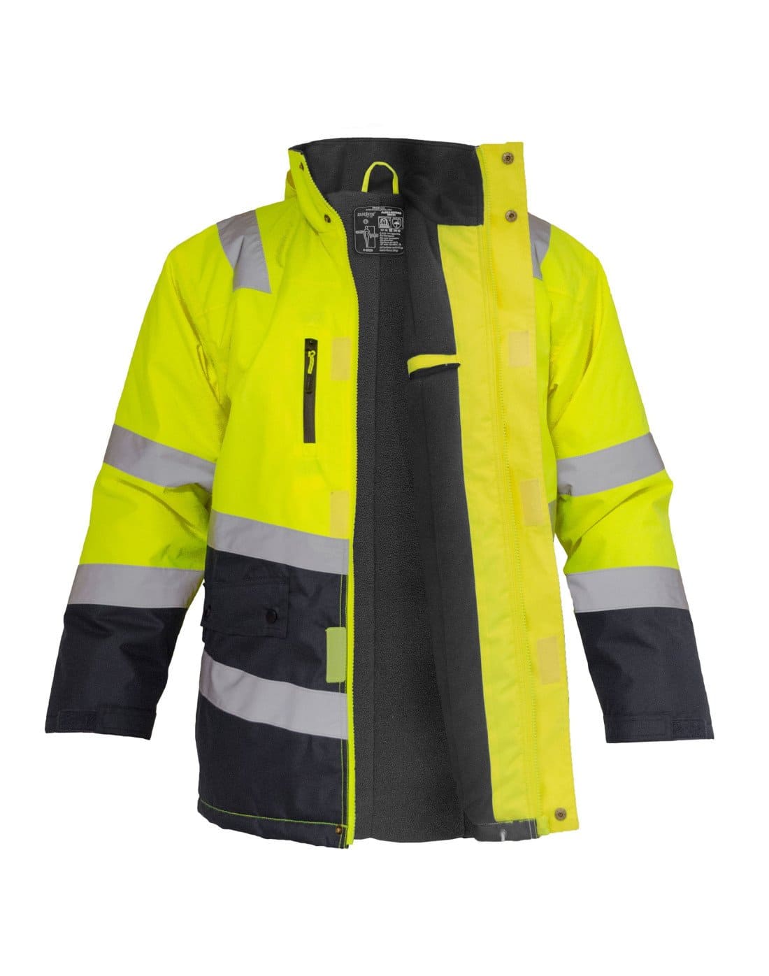 Parka térmica de alta visibilidad de manga larga para hombre de TEAMGRAFF, combina seguridad con confort térmico para el trabajo al aire libre