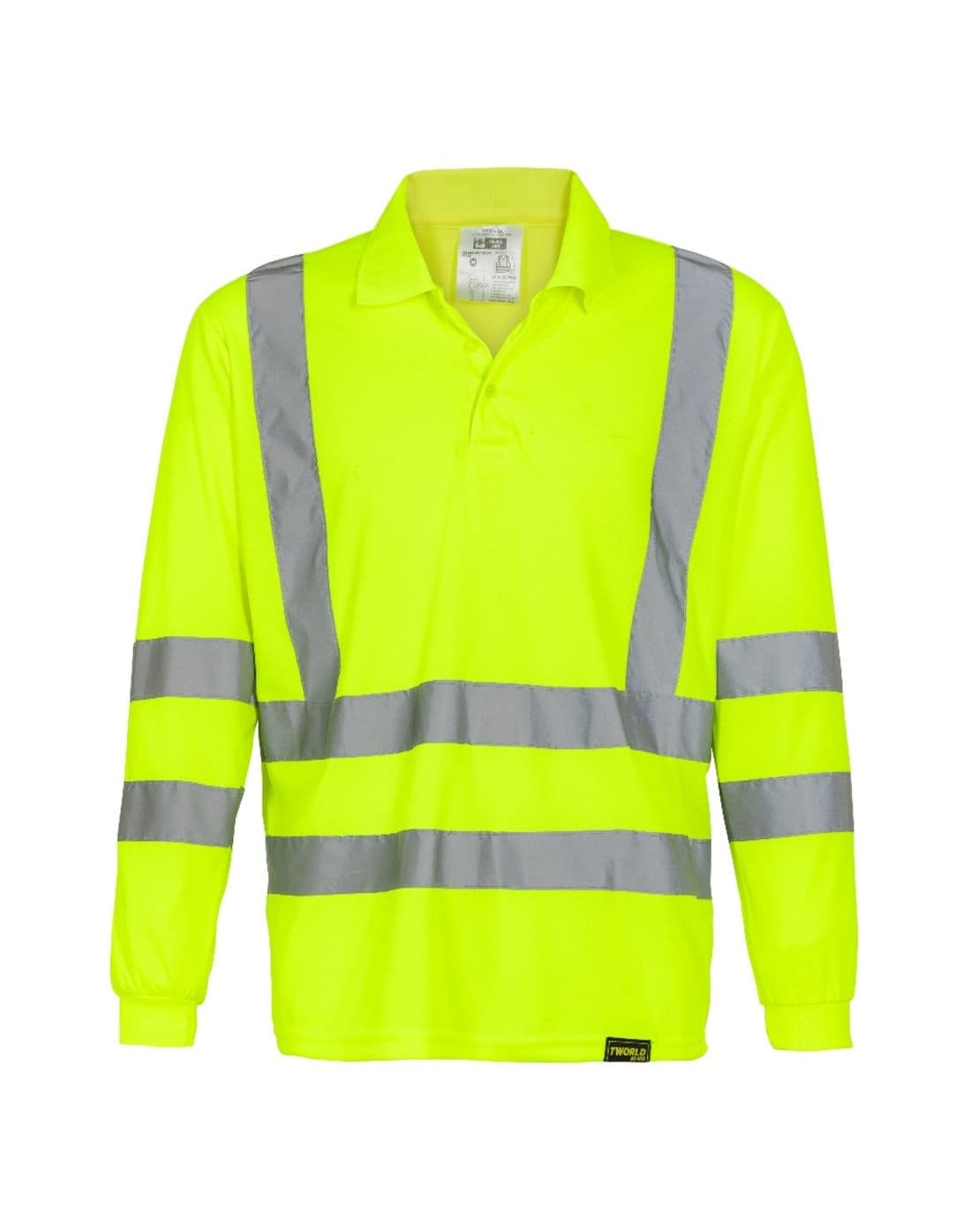 Polera Dry Fit de cuello camisero y manga larga con cinta reflectiva de TEAMGRAFF, alta visibilidad para seguridad en trabajo y deporte
