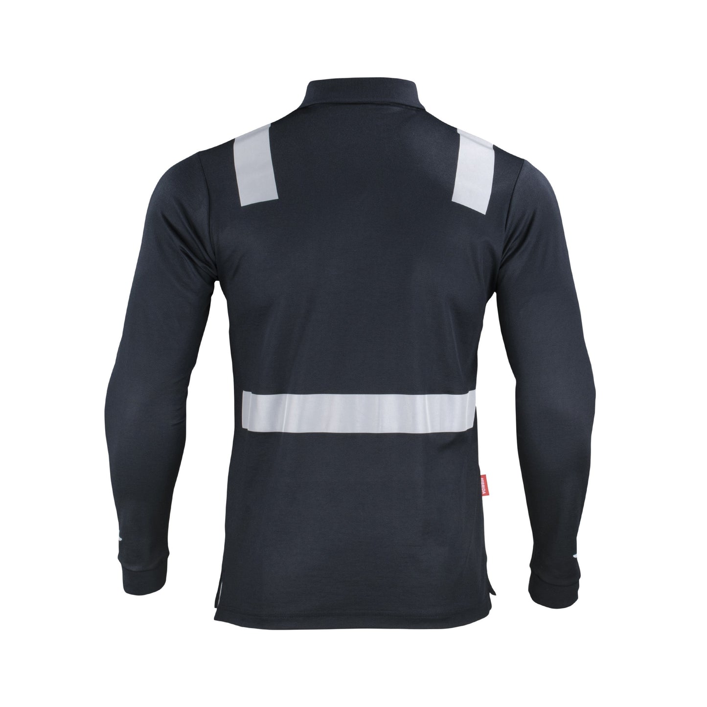 Polera con cuello camisero y cinta reflectante de manga larga, ideal para entornos laborales que requieren alta visibilidad y estilo - TEAMGRAFF